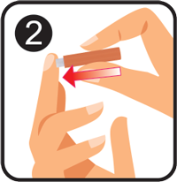 Step 2, Press the safety lancet opening firmly