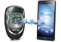 Sync blood glucose results to mobile device